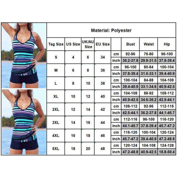 Kvinnor Randig Badkläder Stretch Suspender Casual Strand Sommar colorful stripes 5XL