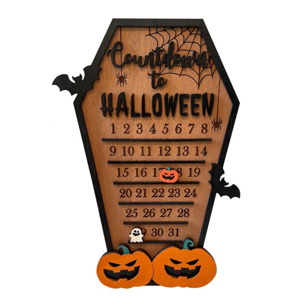 Nedräkning till Halloween-kalender Trä Advent Pumpa Nummer Rolig