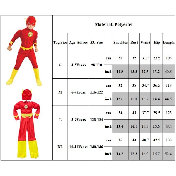 The Flash -asu haalarit pojille Halloween-asu M