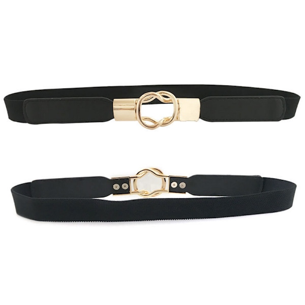Liten elastisk stretch cinch midjebälte för damklänningar black