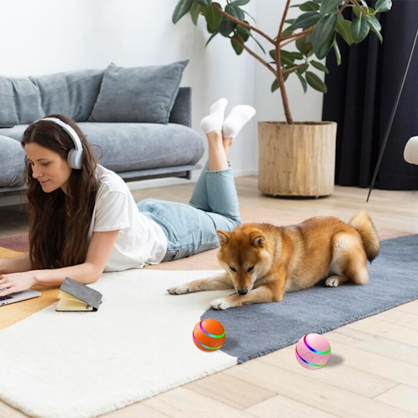 Hundleksak, Vibrerande Hundboll, Uppladdningsbar Automatisk Rörelse Skakande Hundleksak Boll, Interaktiv Rullande Hundboll Leksak Med Ljus, Yellow