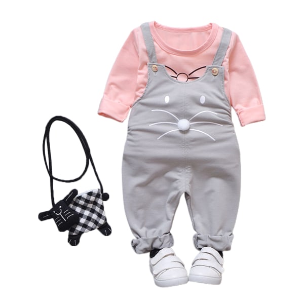 Nyfödd tecknad långärmad Romper Bodysuit Outfits Kläder Set 6M-1Years