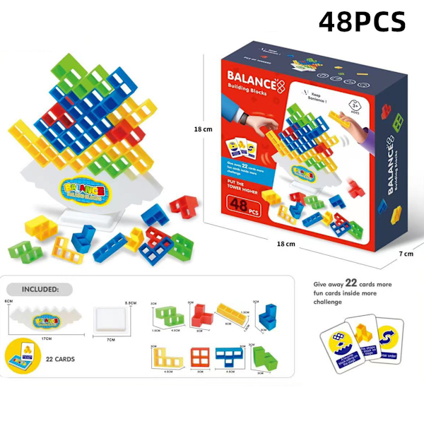 48 st Spelgåvor från Ziogco, Balanserad Staplingsblockspel, Perfekt för Familjer, Sammankomster, Resor, Pojkar och Flickors Gåvor, för Barn eller Vänner 48PCS