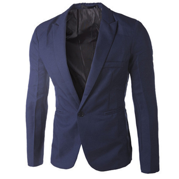 Herrejakkesæt Slim Frakke Top Formel Forretningsinterview Møde navy blue M