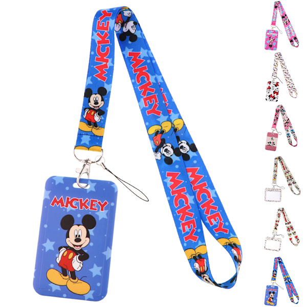 Disney Mickey Minnie Cartoon Lanyard Arbets- och skolidentitetskortfodral Halsband Present D