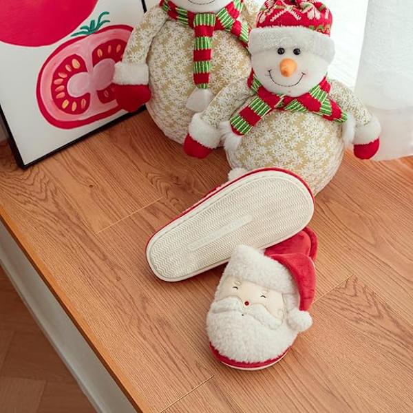 Julesko Hjemmesko med Memory Foam til Kvinder Varme Hjemmesko til Kvinder Hyggelige Fuzzy Soveværelsessko Hjemmesko til Indendørs Brug 42-43