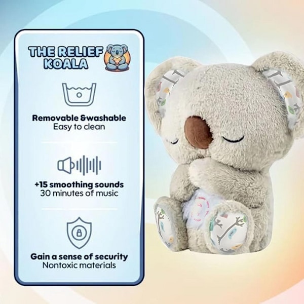Koala för lugnande andning och sömn: Plyschdjur med andningsfunktion, ny sensorisk detalj med musik och belysning