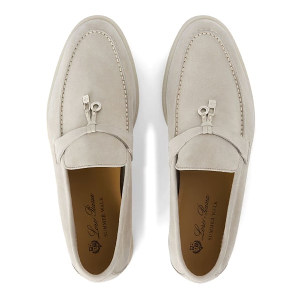 LORO PIANA Summer Charms Walk Mockasiner i mocka Grey 41