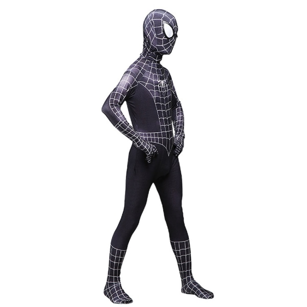 Svart Spiderman Costume Venom Cosplay Jumpsuit för Kids Boys Black Spiderman 7-9Years = EU122-134