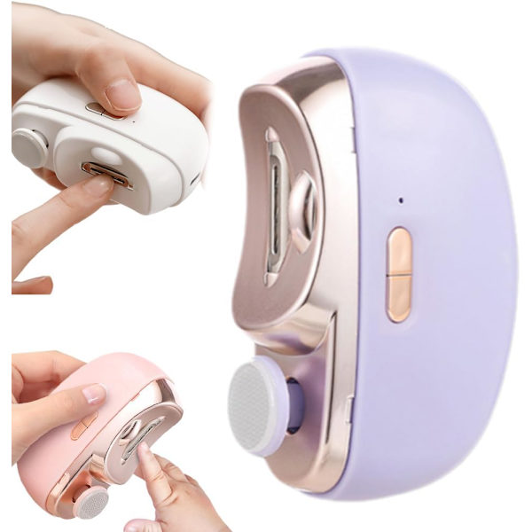 3-i-1 Automatisk Elektrisk Nagelklippare med Polering, Säker och Bekväm Nagelklippare, Tvåhastighetsjustering Elektrisk Nagelklippare för Tår Purple