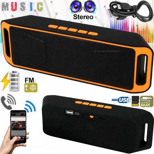 Trådlös Bluetooth -högtalare Super Bass USB Stereohögtalare Ny orange