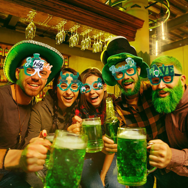 St. Patrick's Day festkläder Patty Day glasögon Paddys Day glas E