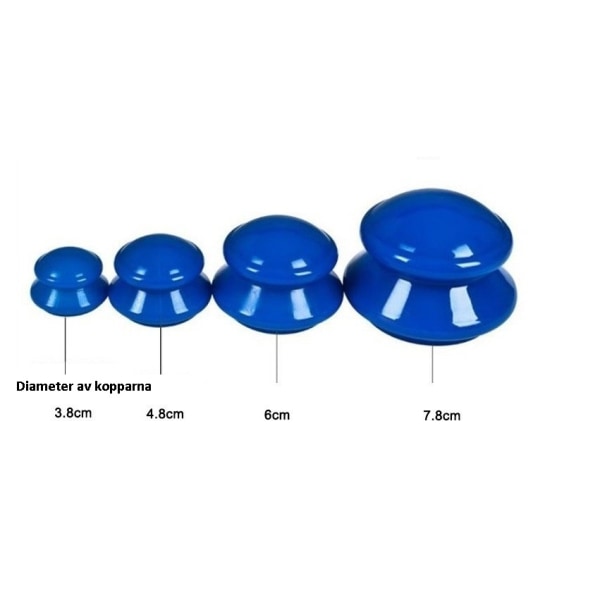 Cupping sæt massage silikone blå 4x Blå 2101 | Fyndiq