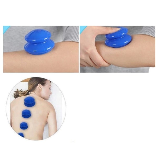 Cupping sæt massage silikone blå 4x Blå