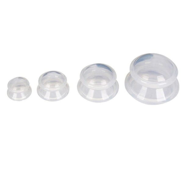 Gennemsigtig / gennemsigtig massage cupping silikone 4x Transparant