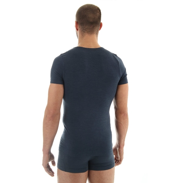Kortärmad T-shirt för män BRUBECK COMFORT WOOL Termounderkläder MERINOULL Mörk denim M