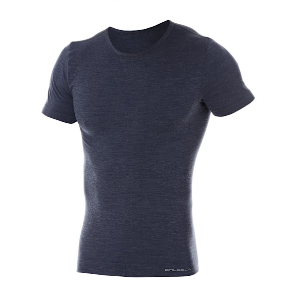 Kortärmad T-shirt för män BRUBECK COMFORT WOOL Termounderkläder MERINOULL Mörk denim M