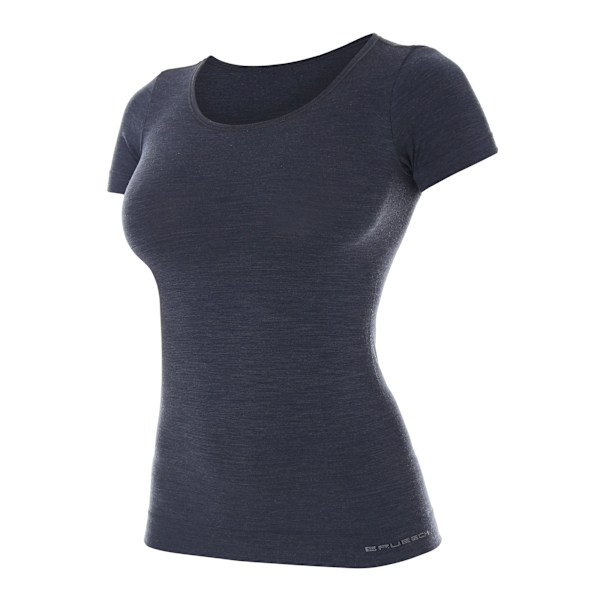 Kortärmad T-shirt för kvinnor BRUBECK COMFORT WOOL Termoaktivunderkläder MERINOULL Mörk denim M