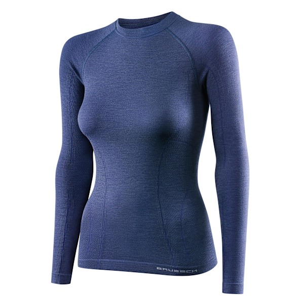 Långärmad T-shirt för damer Brubeck ACTIVE WOOL Termoaktivunderkläder Merinoull Denim M