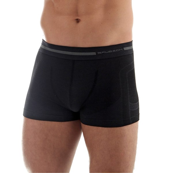 Boxershorts för män BRUBECK COMFORT WOOL Termoaktiva kalsonger MERINOULL Svart L
