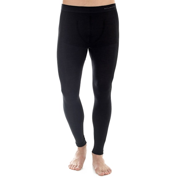 Leggings för män BRUBECK COMFORT WOOL Termoaktivunderkläder MERINOULL Svart