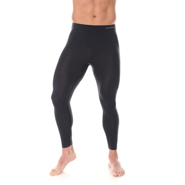 Leggings för män BRUBECK COMFORT WOOL Termoaktivunderkläder MERINOULL Grafit S