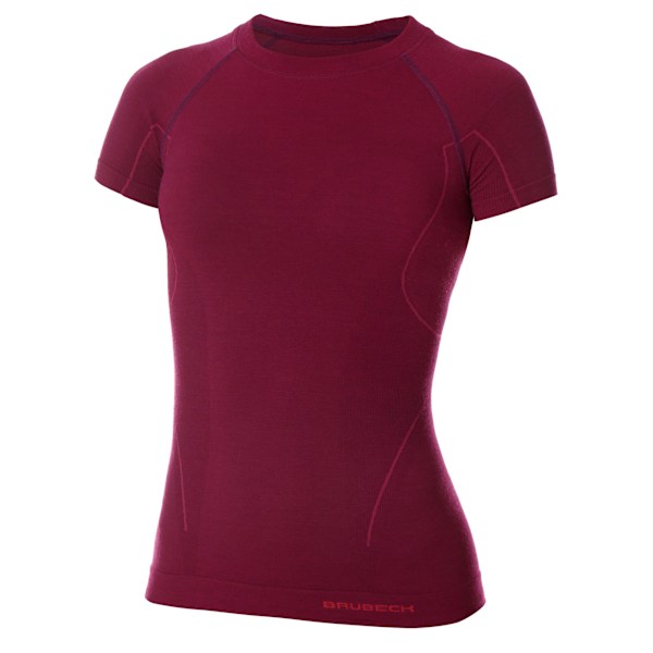 Dam kortärmad t-shirt Brubeck ACTIVE WOOL termoaktivunderkläder Merinoull Plommon M