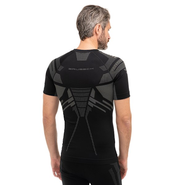 Kortärmad T-shirt för herrar Brubeck DRY Termoaktiv Svart-grafit M