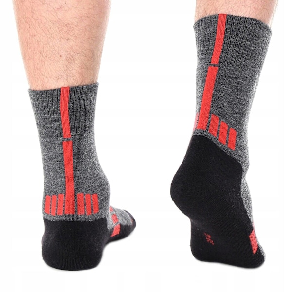 Herrstrumpor Brubeck Trekking Light Merinoull Grafit-röd XL