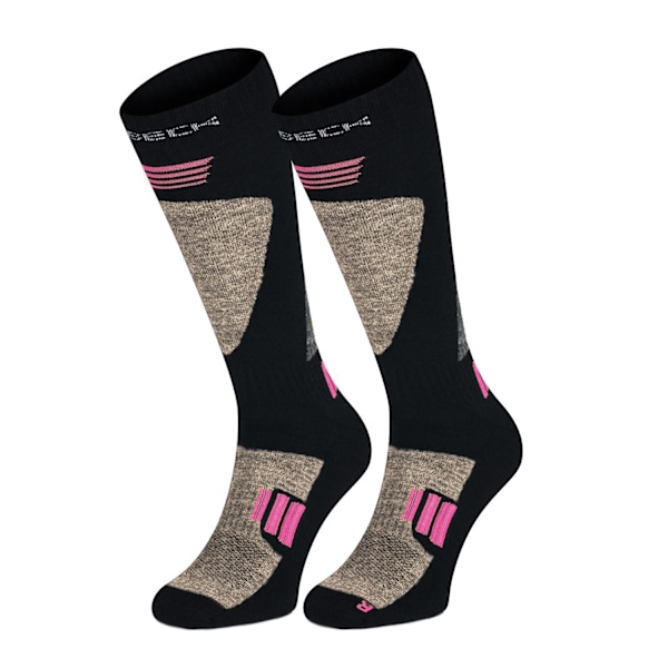 Skidstrumpor för damer Brubeck Ski Force strumpor MERINOULL Svart-rosa 36-38