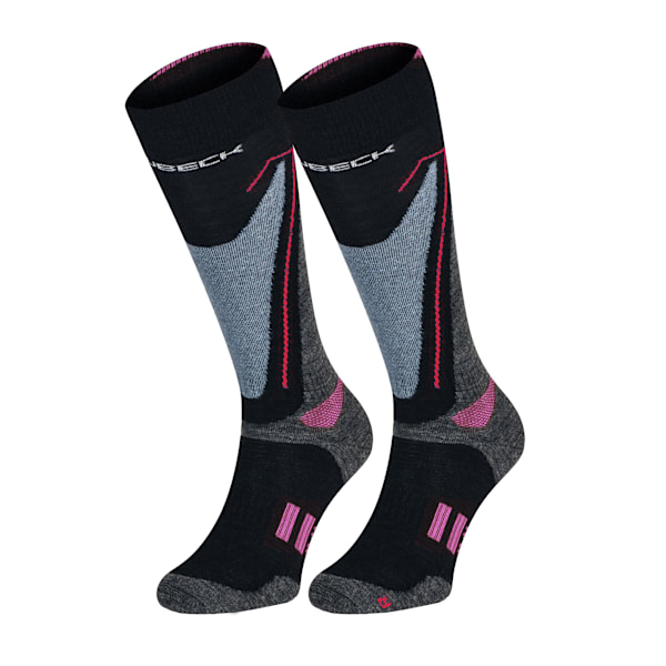 Skidstrumpor för damer Brubeck Snow Force Light Merinoull Grå-rosa 36-38