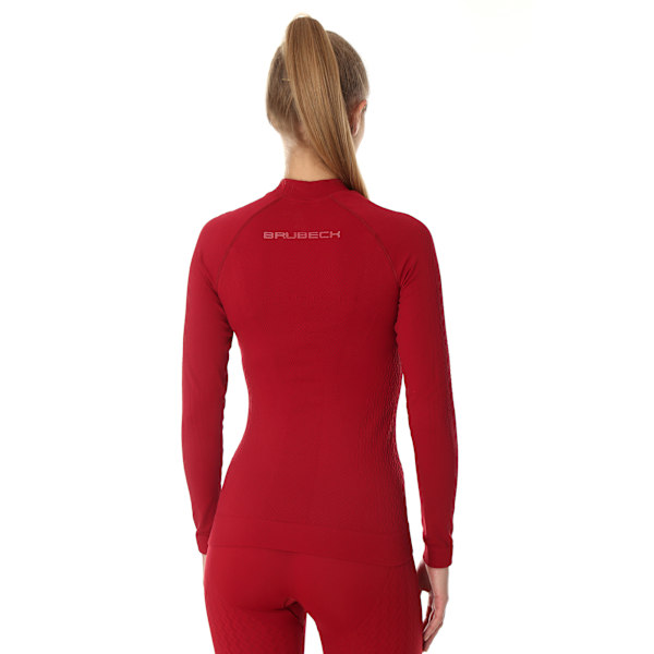 Blus för kvinnor Brubeck EXTREME THERMO Långärmad Termoaktiv T-shirt Vinröd S
