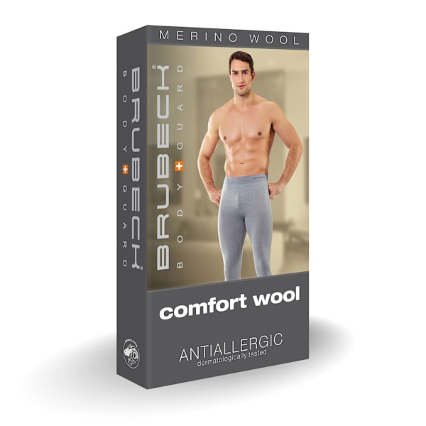 Leggings för män BRUBECK COMFORT WOOL Termoaktivunderkläder MERINOULL Grafit S