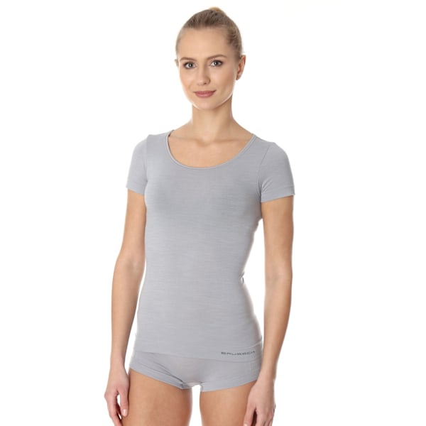 Kortärmad T-shirt för kvinnor BRUBECK COMFORT WOOL Termoaktivunderkläder MERINOULL Ask M