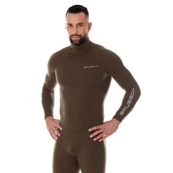 Sweatshirt för herrar Brubeck RANGER WOOL Termounderkläder Merinoull för skogen khaki L