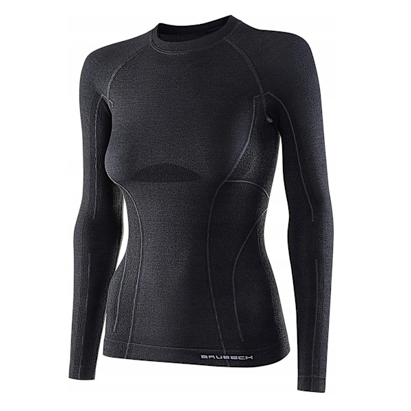 Långärmad T-shirt för damer Brubeck ACTIVE WOOL Termoaktivunderkläder Merinoull Svart M