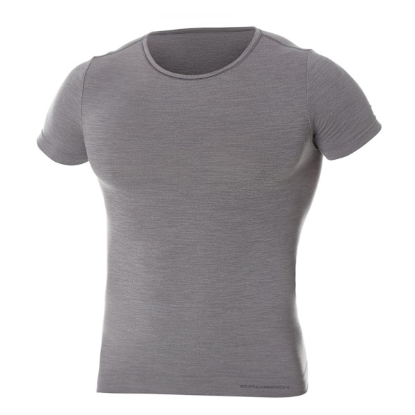 Kortärmad T-shirt för män BRUBECK COMFORT WOOL Termounderkläder MERINOULL Mörk grå M