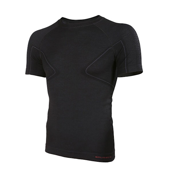T-shirt med kort ärm för herr Brubeck ACTIVE WOOL Termiska underkläder Merinoull Svart M