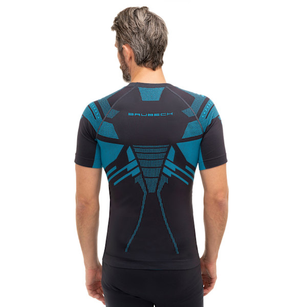 Kortärmad T-shirt för herrar Brubeck DRY Termoaktiv grafit-blå XL