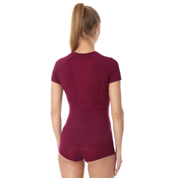 Dam kortärmad t-shirt Brubeck ACTIVE WOOL termoaktivunderkläder Merinoull Plommon M