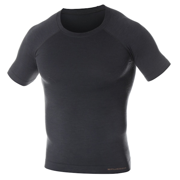 T-shirt med kort ärm för herr Brubeck ACTIVE WOOL Termiska underkläder Merinoull Grafit M