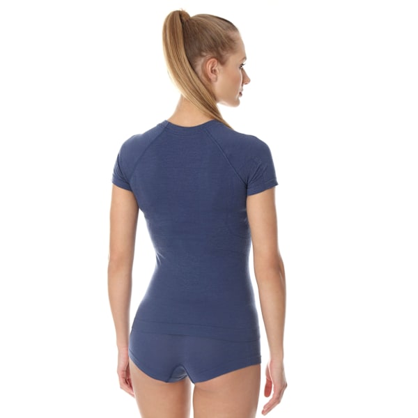 Dam kortärmad t-shirt Brubeck ACTIVE WOOL termoaktivunderkläder Merinoull Denim M