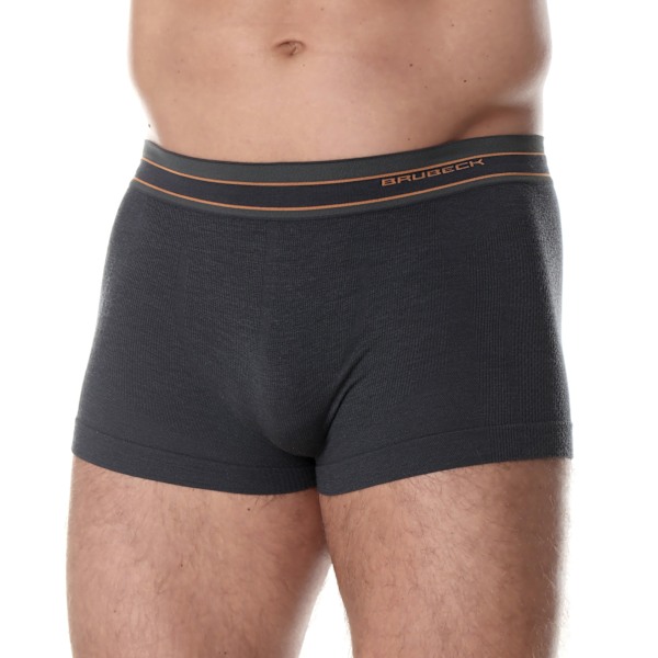 Boxershorts för män Brubeck ACTIVE WOOL termoaktiv merinoull Grafit S