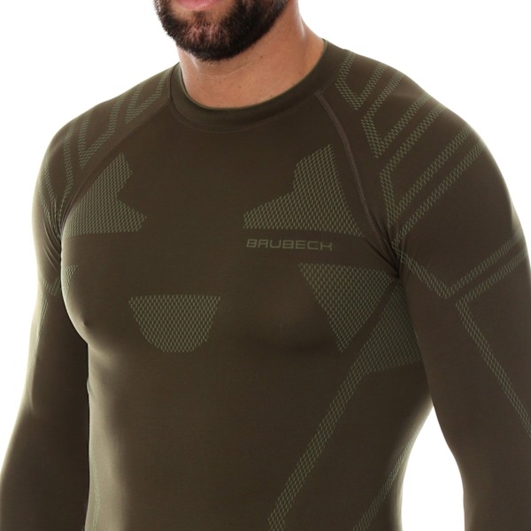 Långärmad T-shirt för män Brubeck RANGER PROTECT termosweatshirt för skogen khaki M