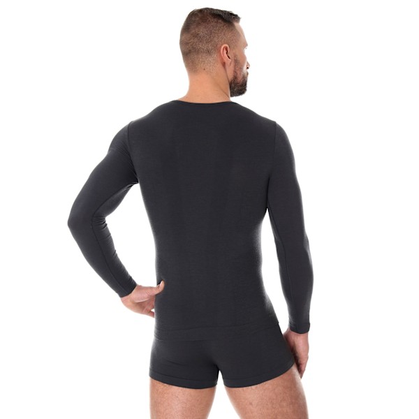 Långärmad T-shirt för män BRUBECK COMFORT WOOL Termounderkläder MERINOULL Grafit L