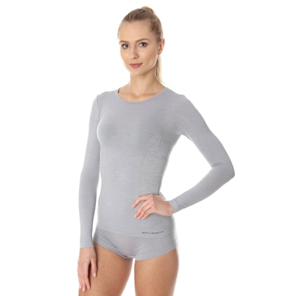 Långärmad T-shirt för kvinnor BRUBECK COMFORT WOOL Termoaktivunderkläder MERINOULL Ask