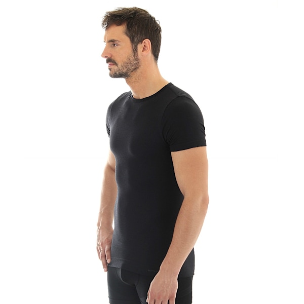 Kortärmad T-shirt för män BRUBECK COMFORT WOOL Termounderkläder MERINOULL Svart XL