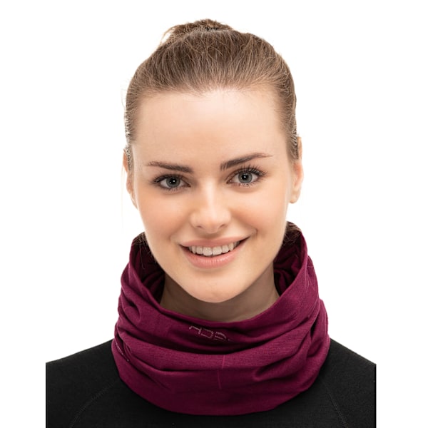 Termoaktiv tubhalsduk i ull BRUBECK MERINOULL Huvudkläde UNISEX Plommon XL