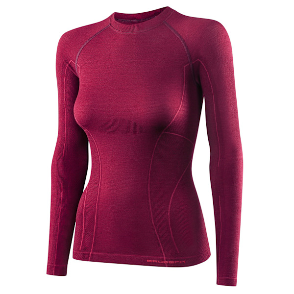 Långärmad T-shirt för damer Brubeck ACTIVE WOOL Termoaktivunderkläder Merinoull Plommon M
