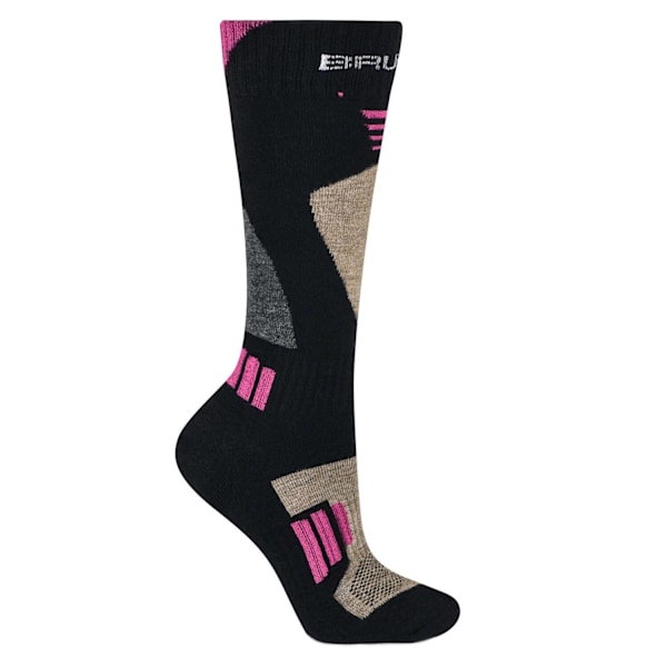 Skidstrumpor för damer Brubeck Ski Force strumpor MERINOULL Svart-rosa M